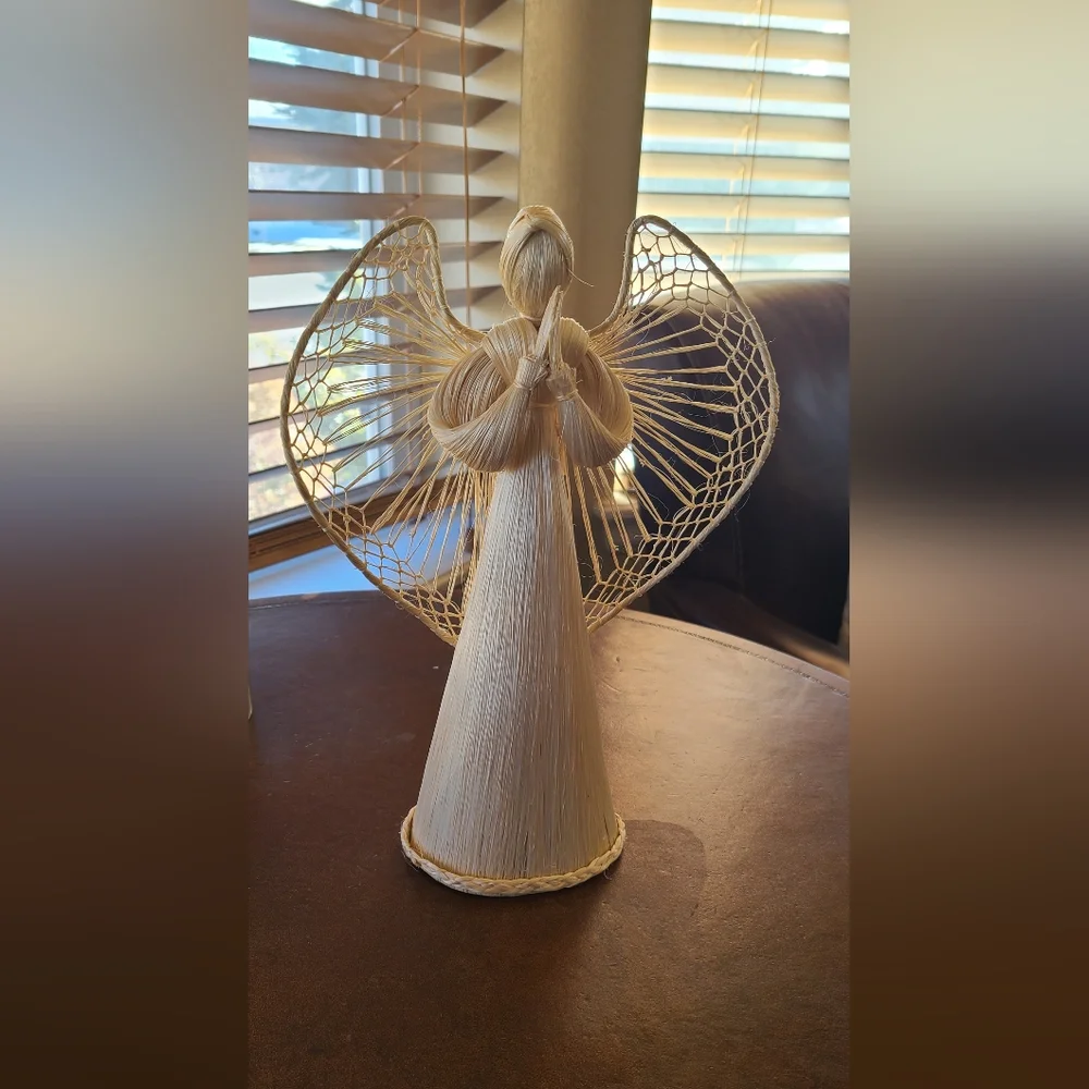 Angel made of corn husks beautiful natural decor for a neutral muted pallet